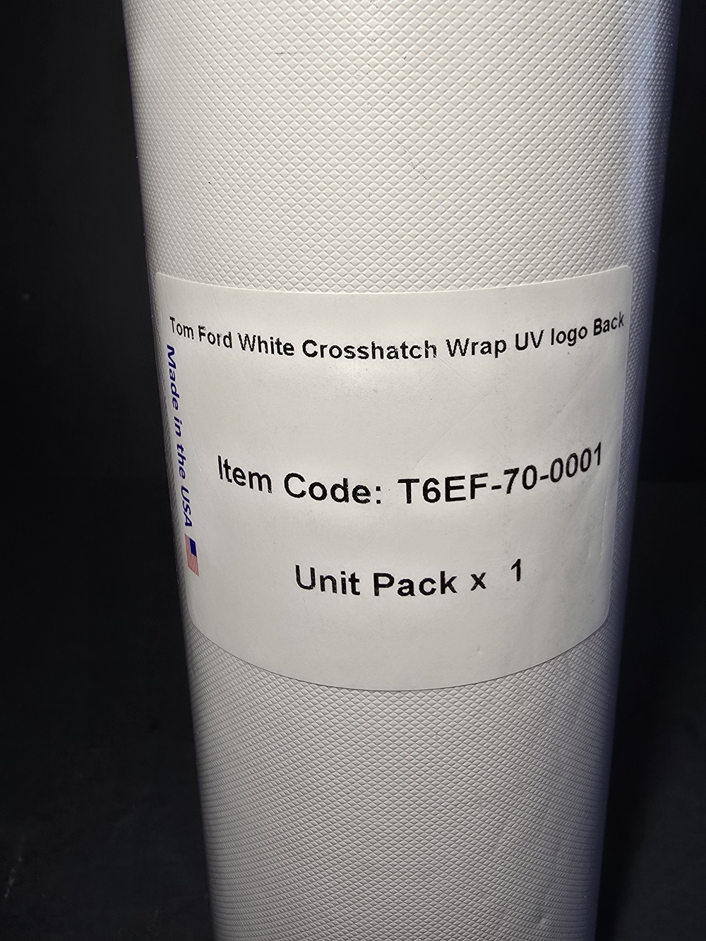 Tom Ford White Crosshatch Wrap UV Logo Wrapping Paper Length 12" T6EF-70-0001